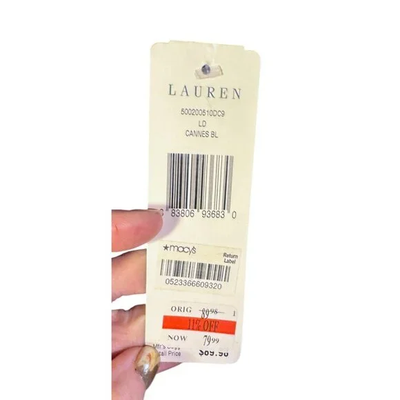 Ralph Lauren Womens Cap-Sleeve V-Neck Blue Midi Dress Polyester Blend - Picture 8 of 11